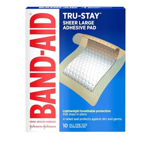 Band-Aid Brand Tru-Stay Adhesive Pads, Large Sterile Sheer Bandages