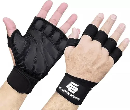 Fit Active Sports New Ventilated Weight Lifting Workout Gloves with Built-in Wrist Wraps