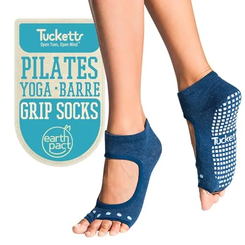 Tucketts Allegro Toeless Pilates Socks with Grips for Women, Non-Slip Open-Toe Grip Socks, Yoga, Barre, Dance, Reformer, Home
