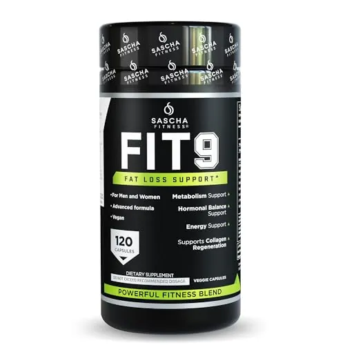 Sascha Fitness Fat Loss pills | Collagen support | Fluid Balance | FIT9 Ingredients: 7Keto + Uva Ursi, Gotu Kola, L-Theanine,Gingko Biloba,DIM,Green Tea | Weight Loss Supplements-Vegan-120 Natural Cap