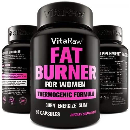 VitaRaw Weight Loss Pills for Women (Thermogenic Fat Burner, 60 Capsules)