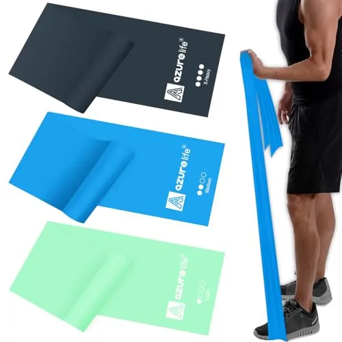 A AZURELIFE Resistance Bands (3-Pack, Non-Latex, 5 ft x 6 in)
