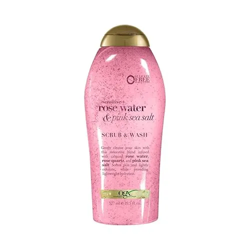 OGX Sensitive+ Rose Water & Pink Sea Salt Exfoliating Body Scrub + Body Wash