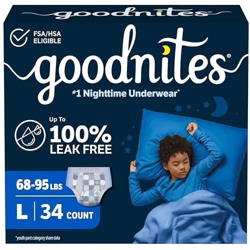 Goodnites Boys' Nighttime Bedwetting Underwear, Size Large