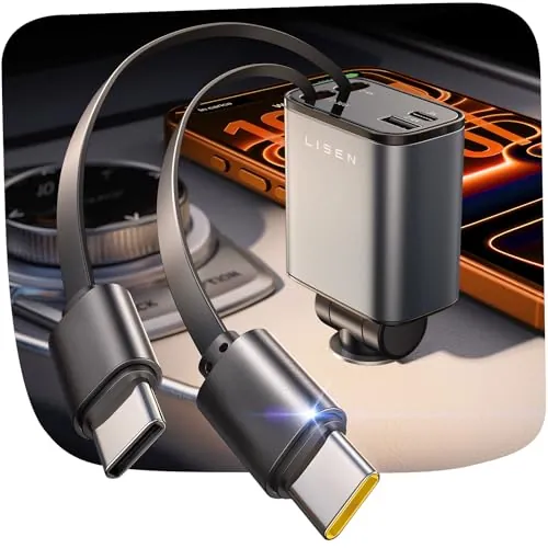 LISEN Retractable Car Charger Review: 75W USB-C Charger