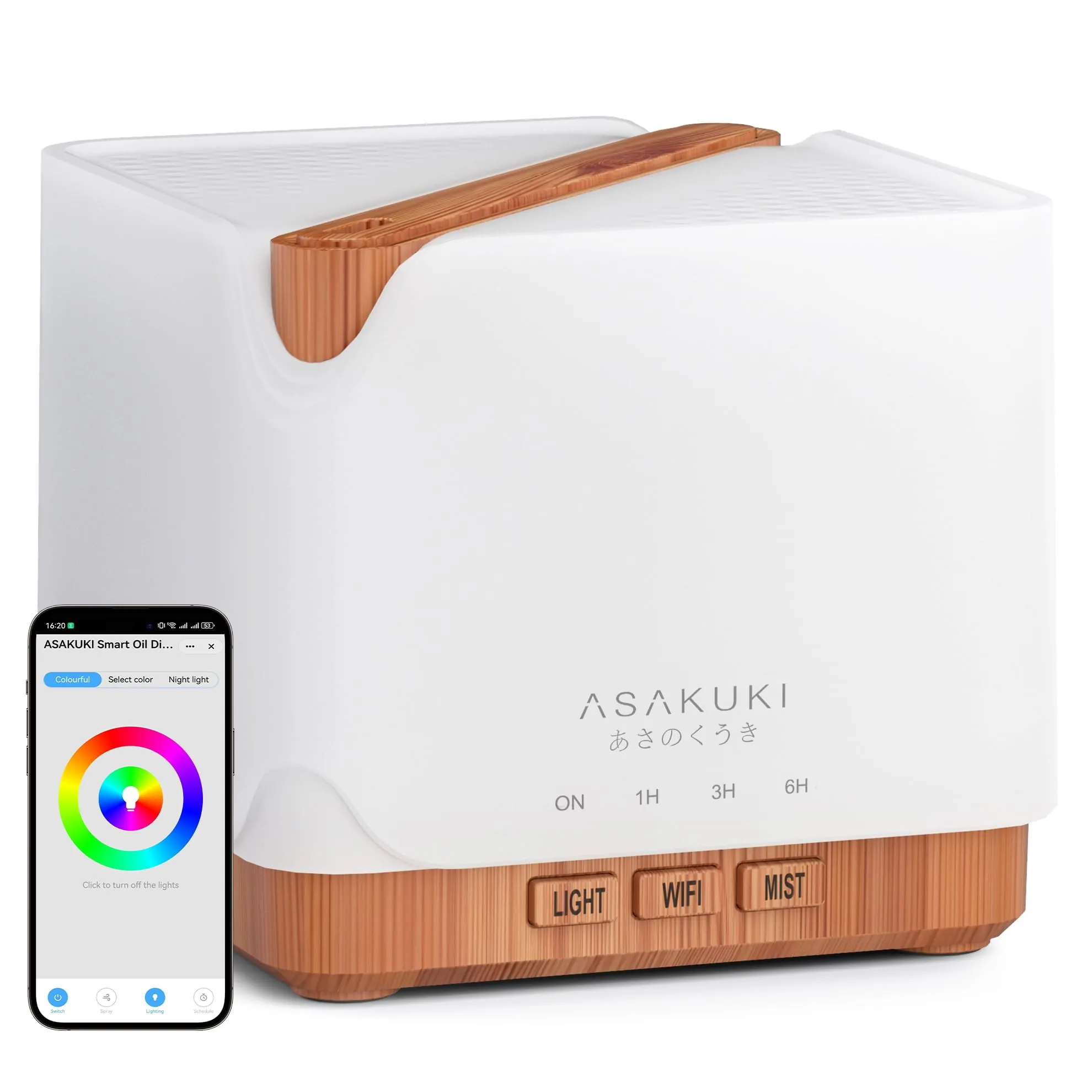 ASAKUKI Essential Oil Diffuser for Home, Smart WiFi 700 ml Humidifier, Easy Connect with Alexa and Google Home, Phone App & Voice Control, Customized Schedule Timers and LED Light - Yellow