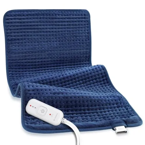 Comfytemp Extra Large Heating Pad for Back & Period, 33''x 17'' King Size FSA Eligible Pack, Washable, Blue