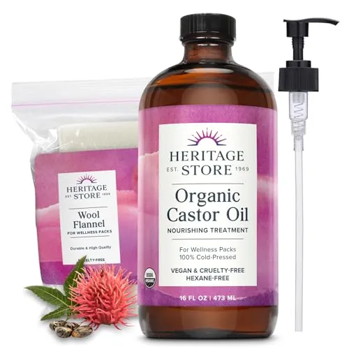 HERITAGE STORE Organic Castor Oil Pack Wrap Kit