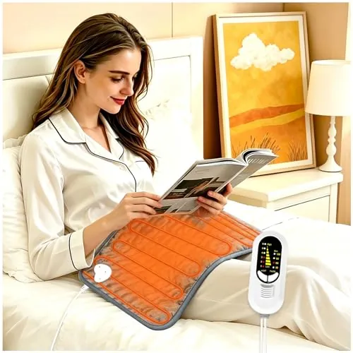 Electric Heating pad with 6 Heat Settings, Auto Shut Off, Dry Electric Heating for Back Neck Knee Arms Legs Shoulder Heat Pads for Christmas Birthday Father Mother's Day (23.8"X11.8", Gray Green)