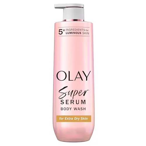Olay Super Serum Body Wash for Extra Dry Skin, 24hr Long Lasting Rich Hydration, 5+ Ingredient Complex for Bright, Even, Firm, & Luminous Skin, with Collagen Peptide, Vitamin C & Shea Butter, 20 fl oz